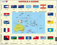 Puzzle MAXI - Mapa Austrálie a Oceánie + vlajky(35 dílků)