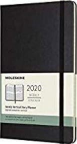 Moleskine: Vertikální týdenní diář 2020 tvrdý černý L