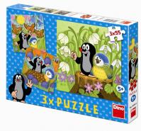 Krtek a ptáček - puzzle 3 motivy v balen