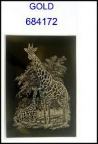 Škrabací obrázek A5 žirafa s mládětem GOLD