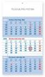 Standard modrý 3měsíční - nástěnný kalendář 2016