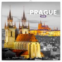 Kalendář poznámkový 2019 - Praha černobílá, 30 x 30 cm
