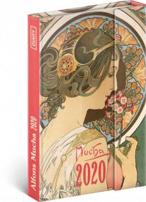 Diář 2020 - Alfons Mucha - týdenní, magnetický, 11 × 16 cm