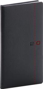 Kapesní diář Tailor 2020, černočervený, 9 × 15,5 cm