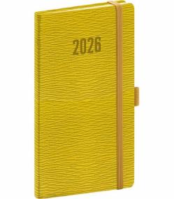 NOTIQUE Vreckový diár Rivoli 2026, žltozelený, 9 x 15,5 cm
