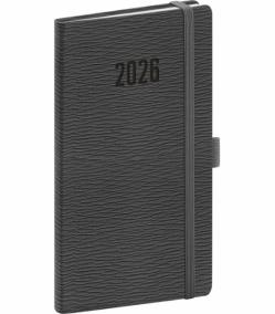 NOTIQUE Vreckový diár Rivoli 2026, sivý, 9 x 15,5 cm