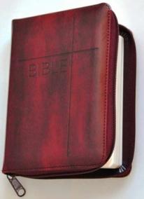 Bible se zipem, umělá vínová kůže
